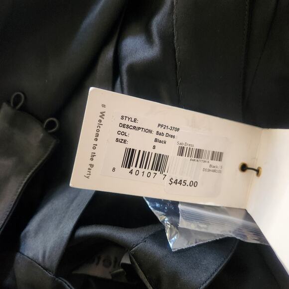 Retrofete Sab Dress Black Maxi Halter Satin Size Small NWT Sleeveless - Picture 12 of 15